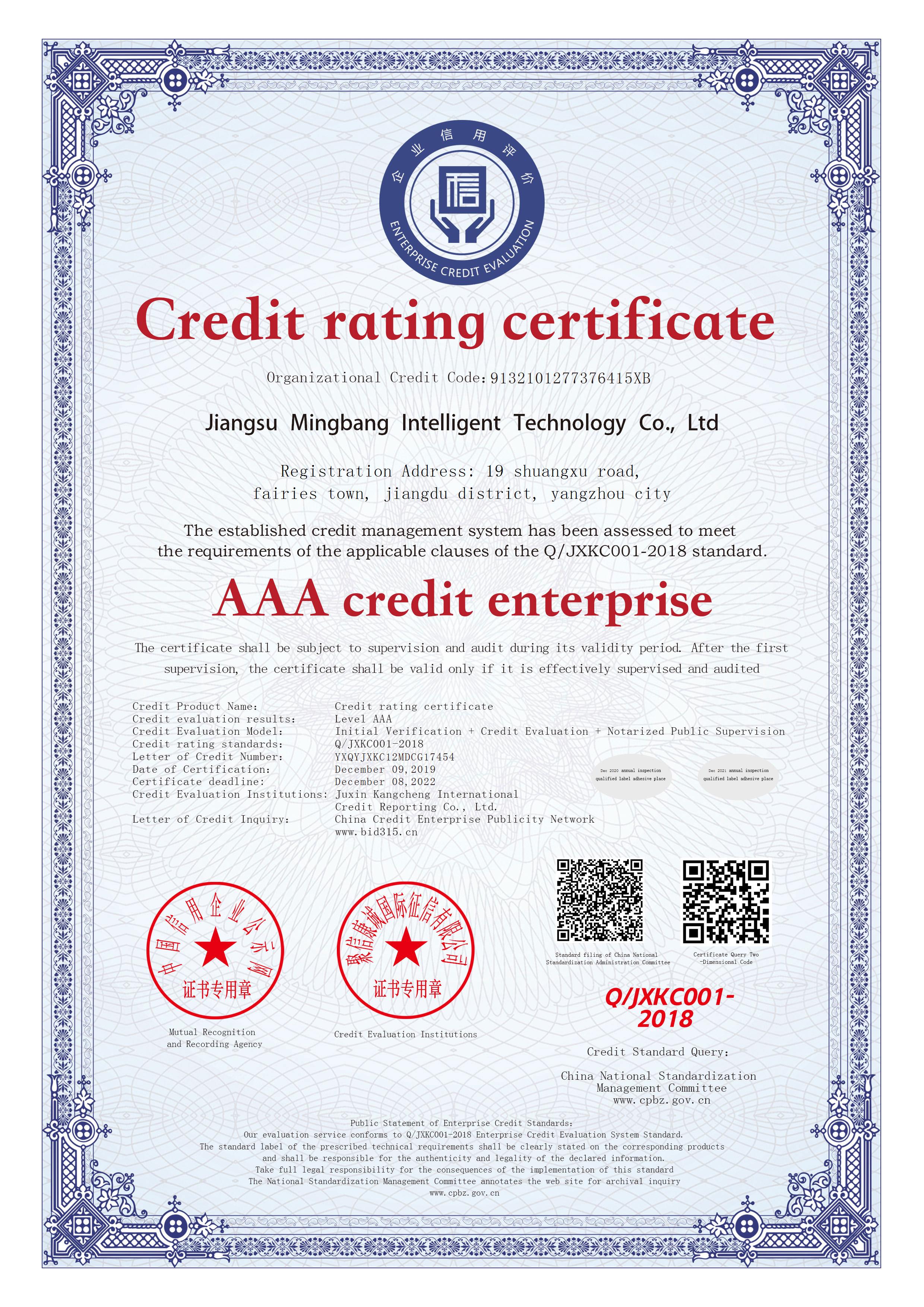 江苏明邦  AAA级信用企业证书  英文版.jpg